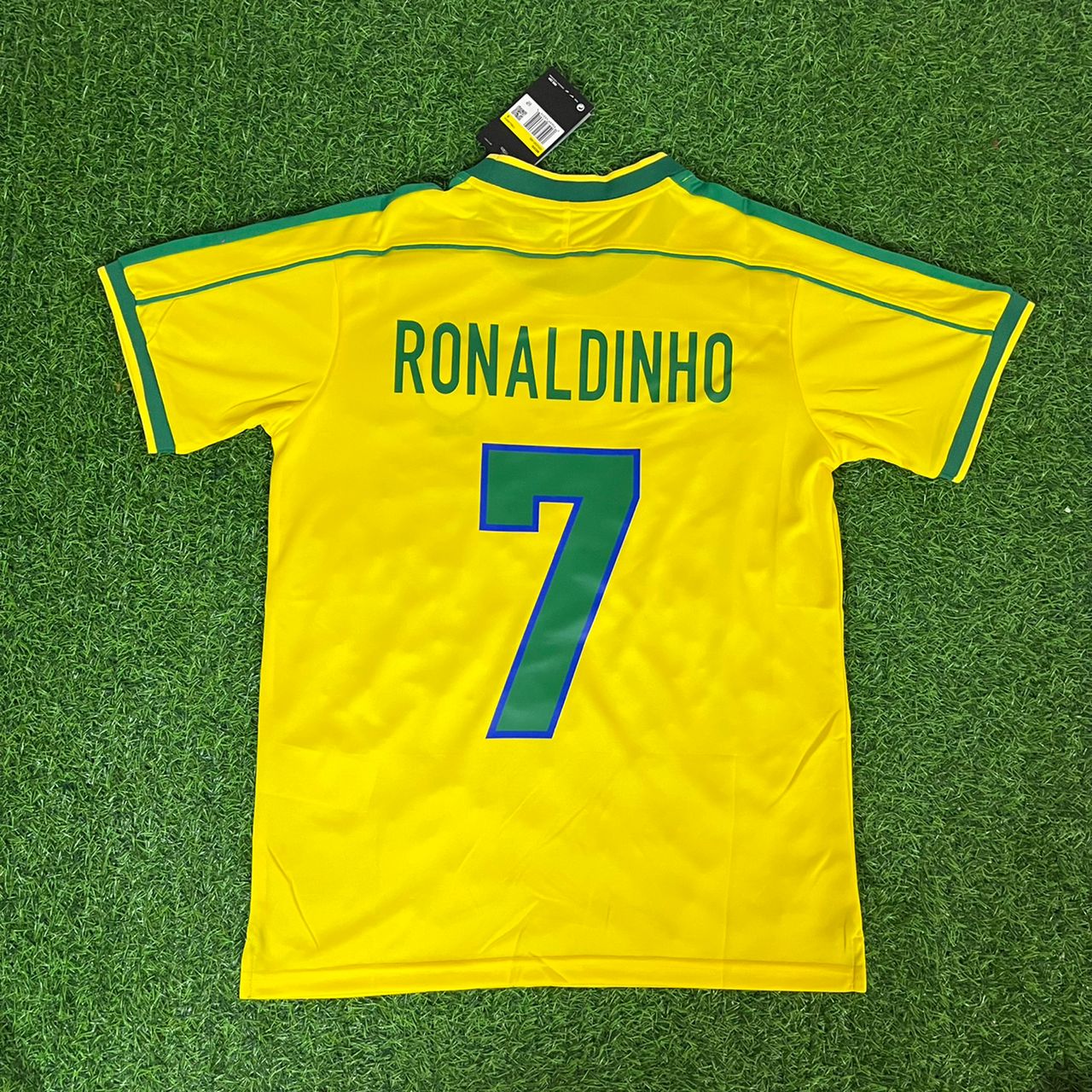 Ronaldinho Gaúcho 7 - Brasilien 1998 Weltmeisterschaft Gelbes Retro Fußballtrikot Trikot Maillot Fußballshirt