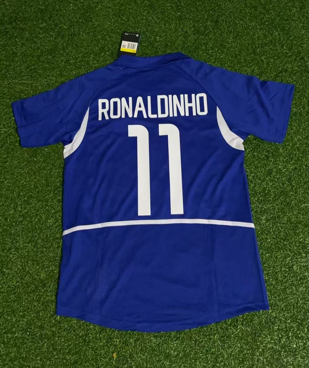 Ronaldinho Gaucho Brasilien WM 2002 Blau Retro Fußball Trikot Set