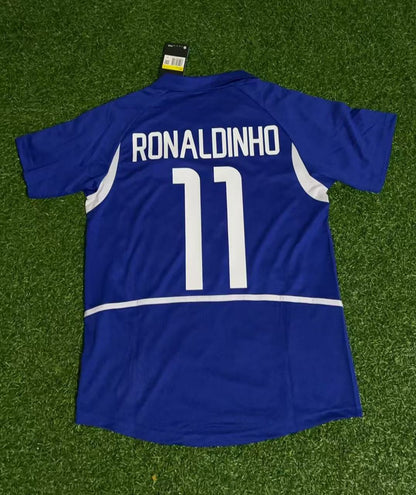 Ronaldinho Gaucho Brasilien WM 2002 Blau Retro Fußball Trikot Set