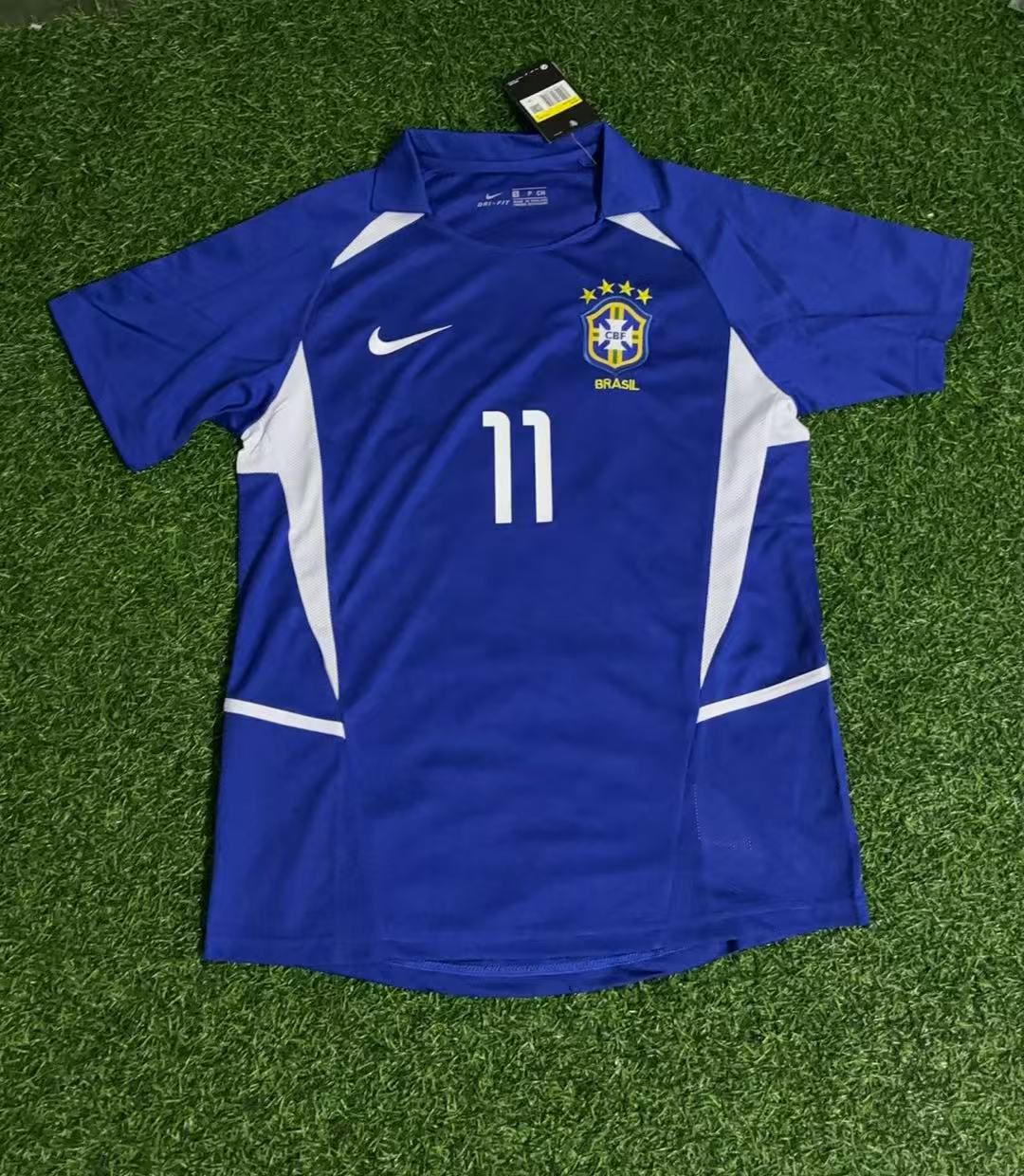 Ronaldinho Gaucho Brasilien WM 2002 Blau Retro Fußball Trikot Set