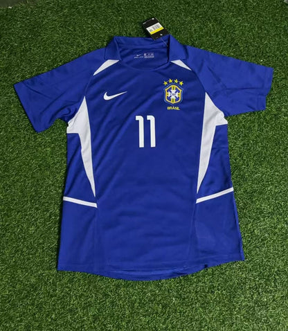 Ronaldinho Gaucho Brasilien WM 2002 Blau Retro Fußball Trikot Set