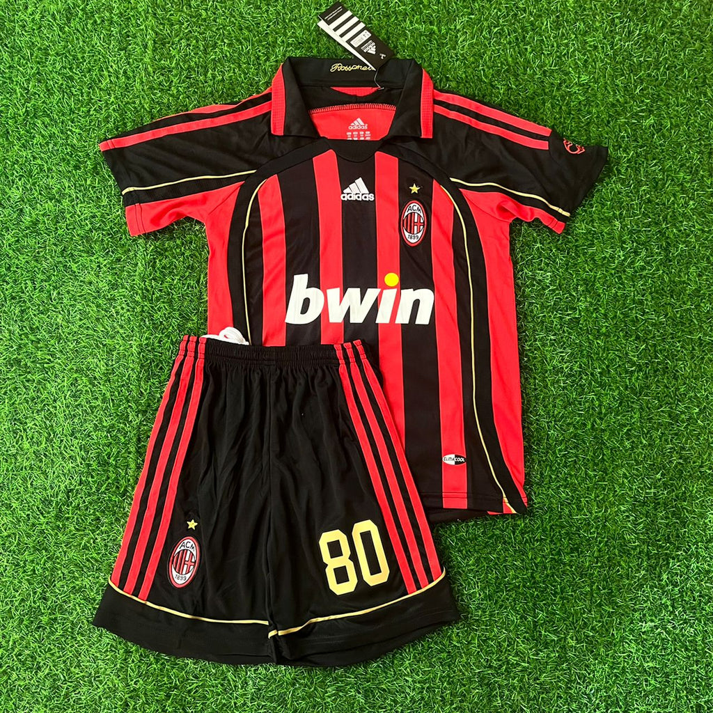 Ronaldinho AC Milan Retro Kids Kit Set Kindertrikot Maillot Enfant Kindertrui (Ages 3-13) Soccer Shirt