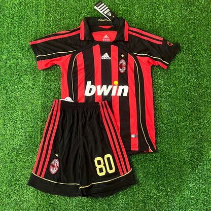 Ronaldinho AC Milan Retro Kids Kit Set Kindertrikot Maillot Enfant Kindertrui (Ages 3-13) Soccer Shirt