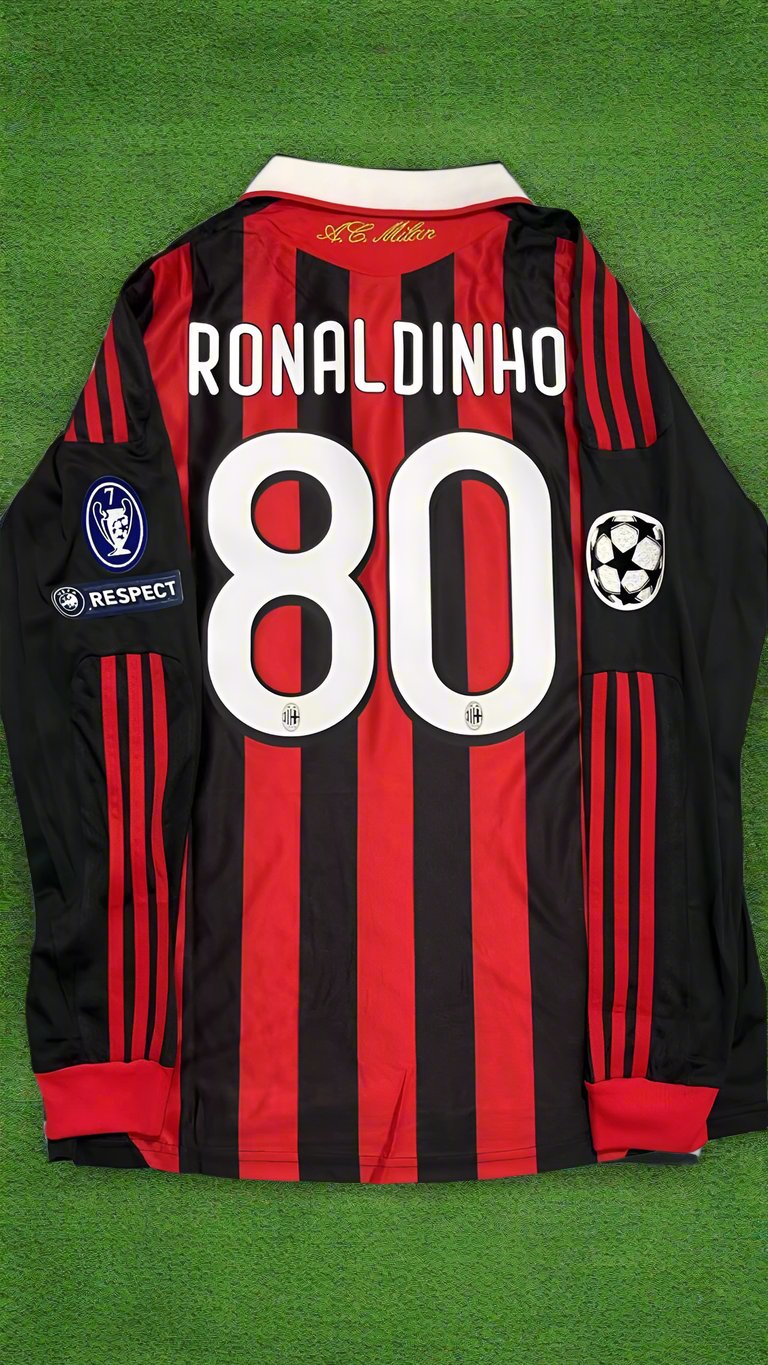 Ronaldinho Milan 2009 2011 Retro Long Sleeve Jersey Maillot Trikot Maglia