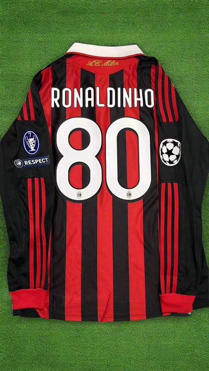 Ronaldinho Mailand 2009 2011 Retro Langarm-Trikot Maillot Trikot Maglia