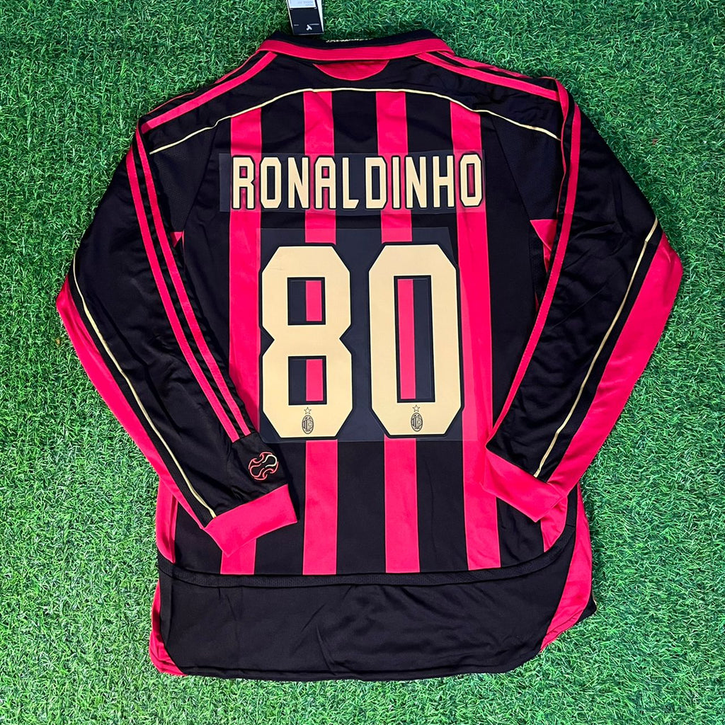 Ronaldinho Milan 2006 2007 Retro Long Sleeve Jersey Maillot Trikot Maglia Soccer Shirt