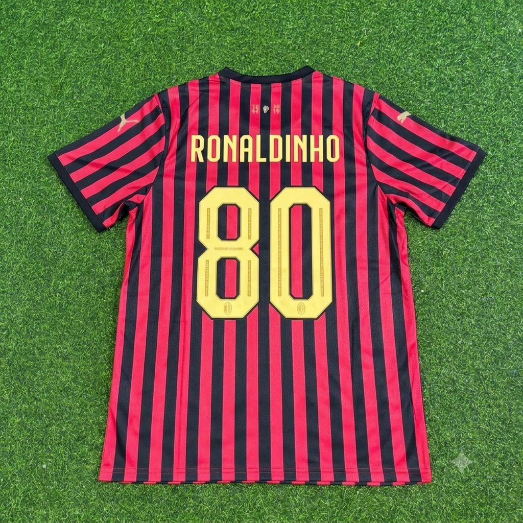 Ronaldinho Gaucho AC Milan 120. Jubiläum Sondertrikot Gold Retro Fußballtrikot