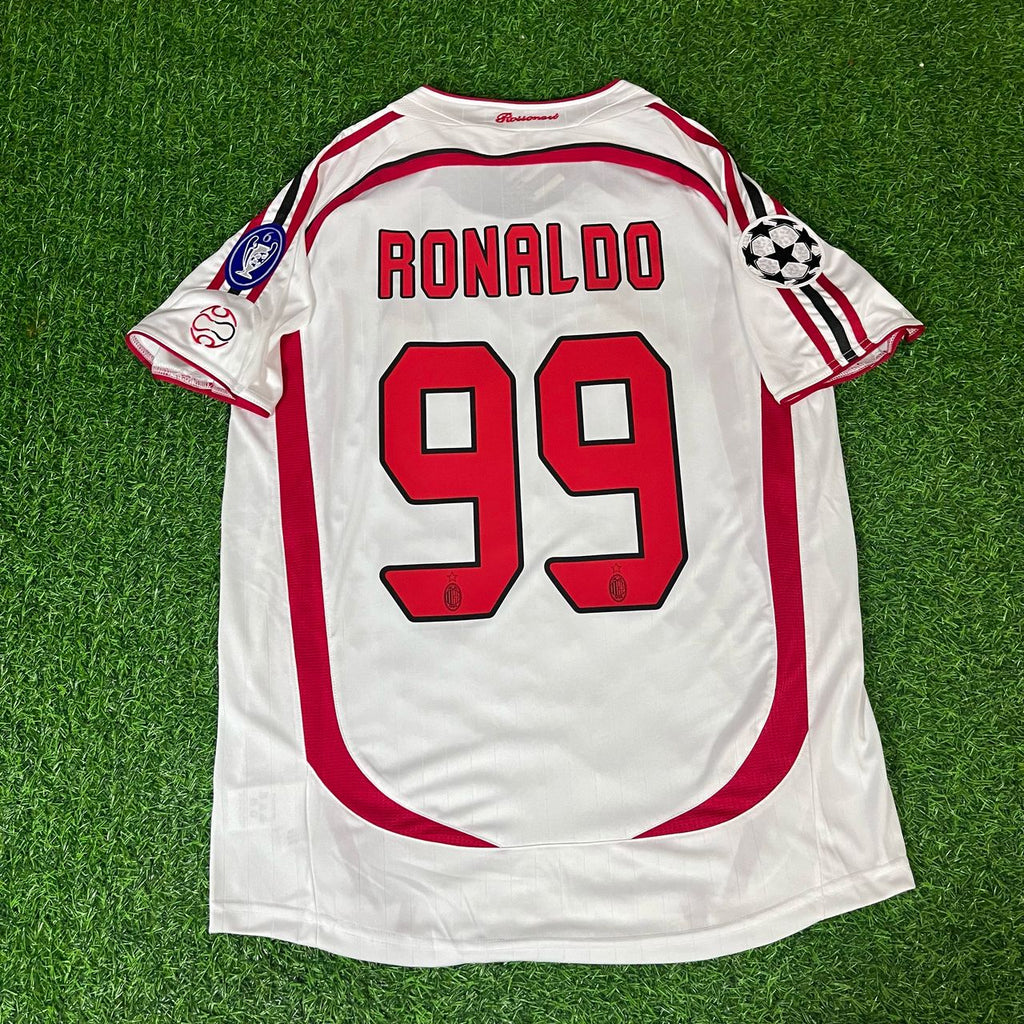 Ronaldo Nazário El Fenómeno Milan 2007 Finale Athen Champions League Finale Weiß Retro Fußballtrikot