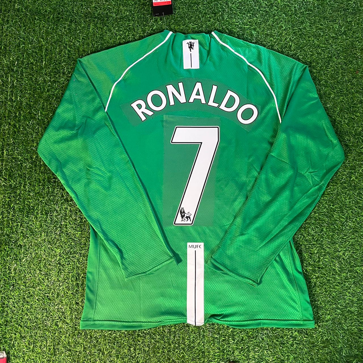 Maillot de football rétro vert à manches longues Cristiano Ronaldo Manchester United