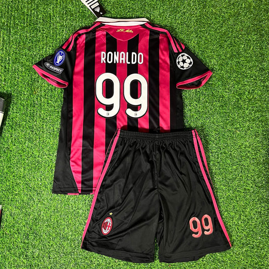 Ronaldo Nazário 99 – AC Milan 2009 2011 Retro Kids Kit Set – | Kindertrikot | Maillot Enfant | Kindertrui Soccer Shirt