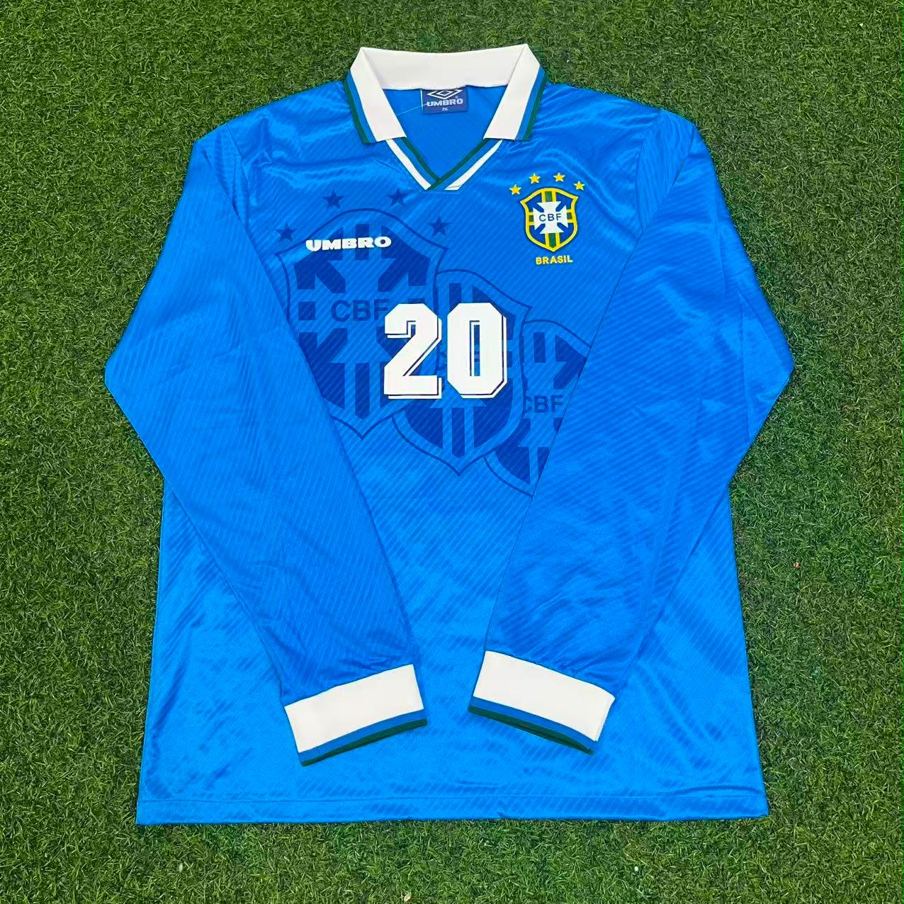 Ronaldo Nazário Brasilien WM 1994 Blau Langarm Retro Fußballtrikot