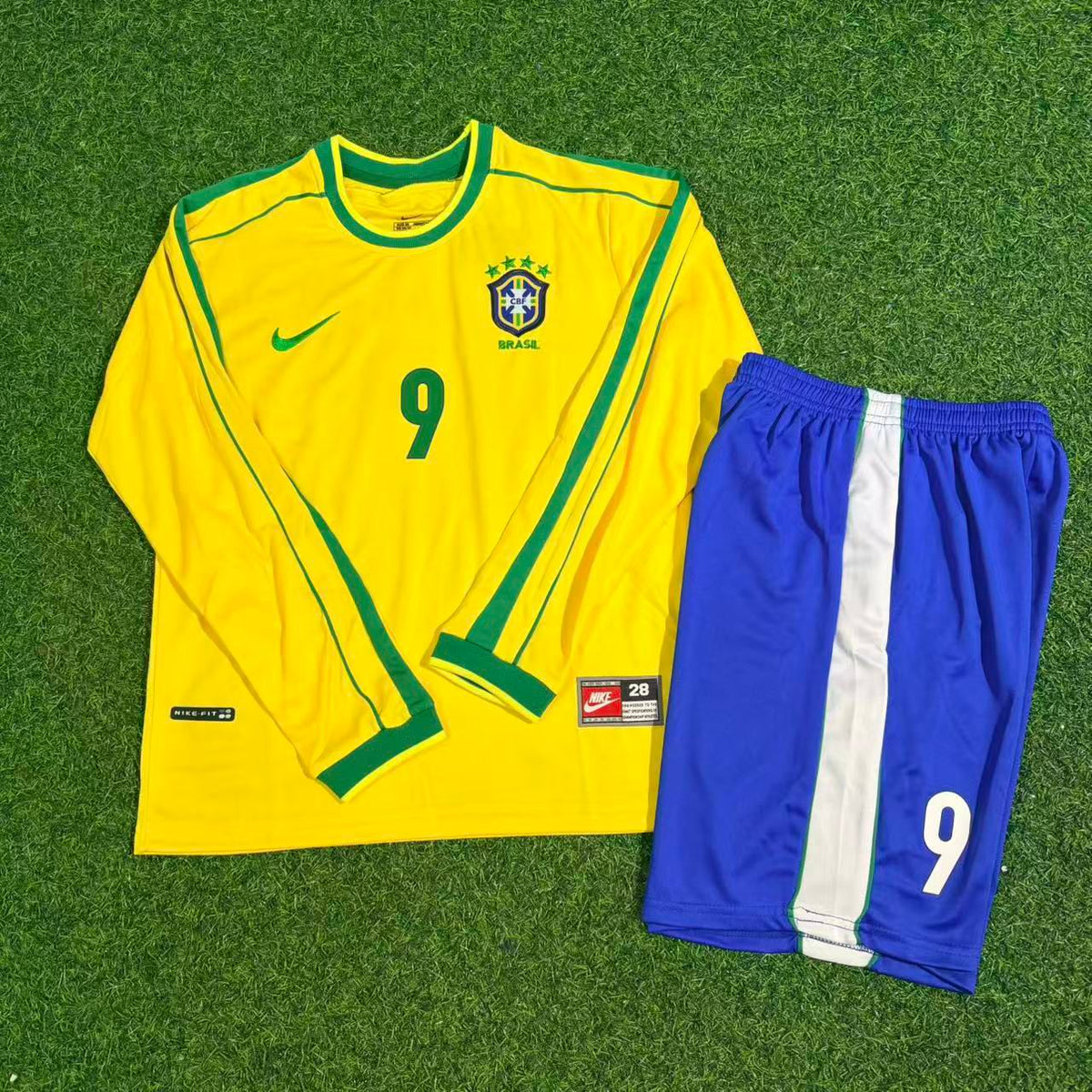 Ronaldo Nazario Brazil 1998 Kids Long Sleeve Retro Football Jersey