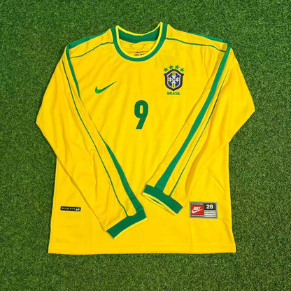 Ronaldo Nazario Brasilien 1998 Langarm Retro Fußballtrikot