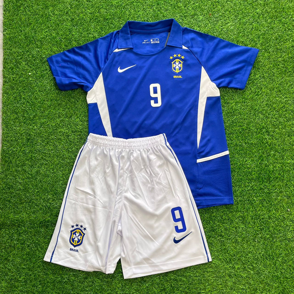 Ronaldo Nazario Brésil Coupe du Monde 2002 Maillot Enfant Extérieur Rétro Bleu