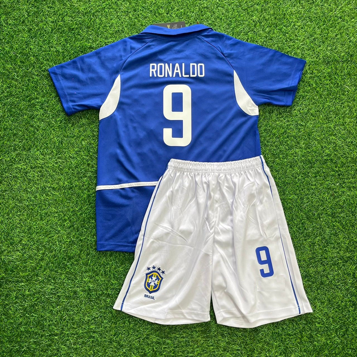 Ronaldo Nazario Brésil Coupe du Monde 2002 Maillot Enfant Extérieur Rétro Bleu