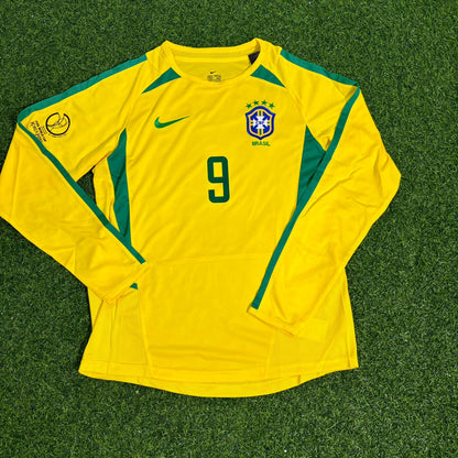 Ronaldo Nazário Brazil 2002 World Cup Final Yellow Long Sleeve Retro Football Jersey