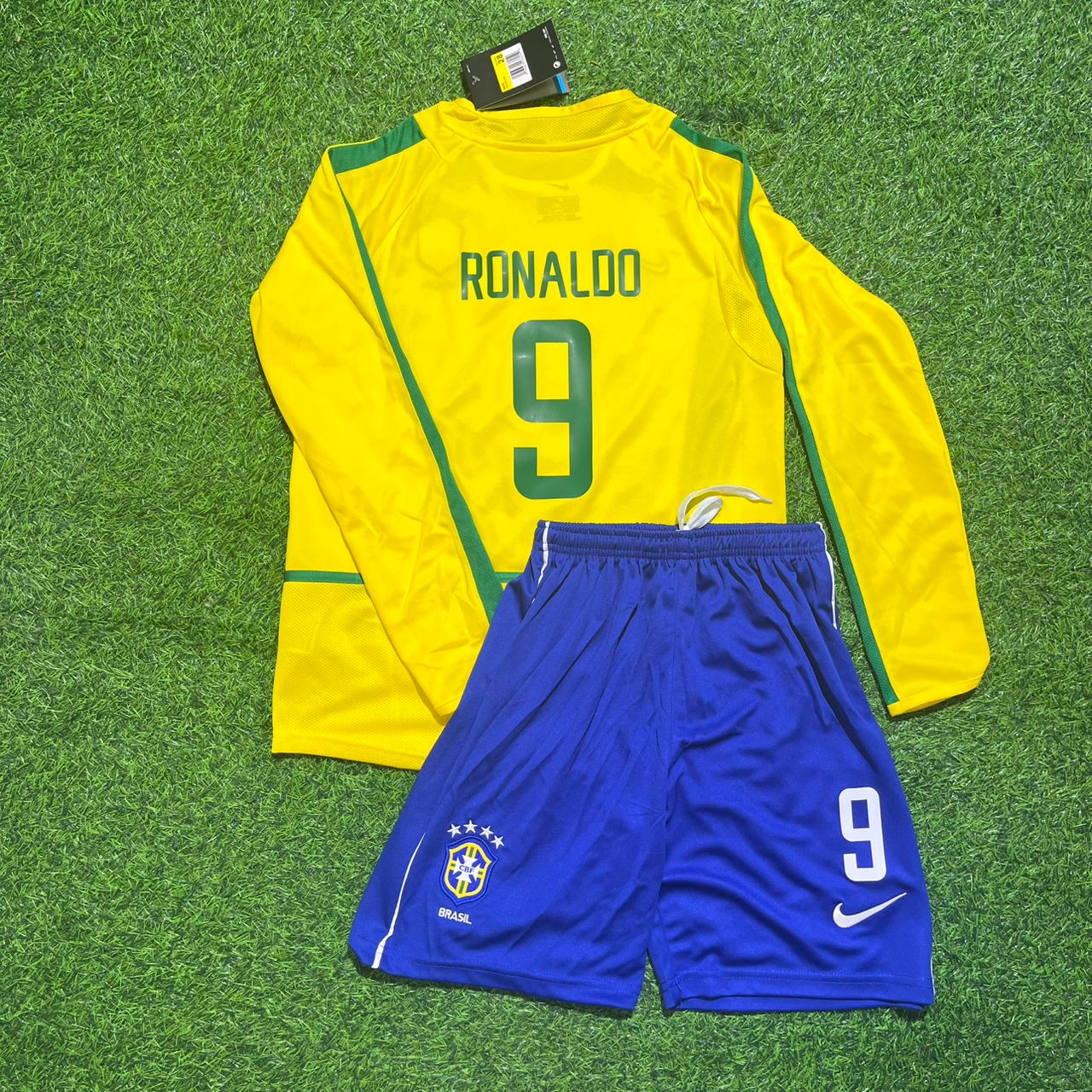 Ronaldo Nazário Brasilien WM 2002 Langarm Fußballtrikot