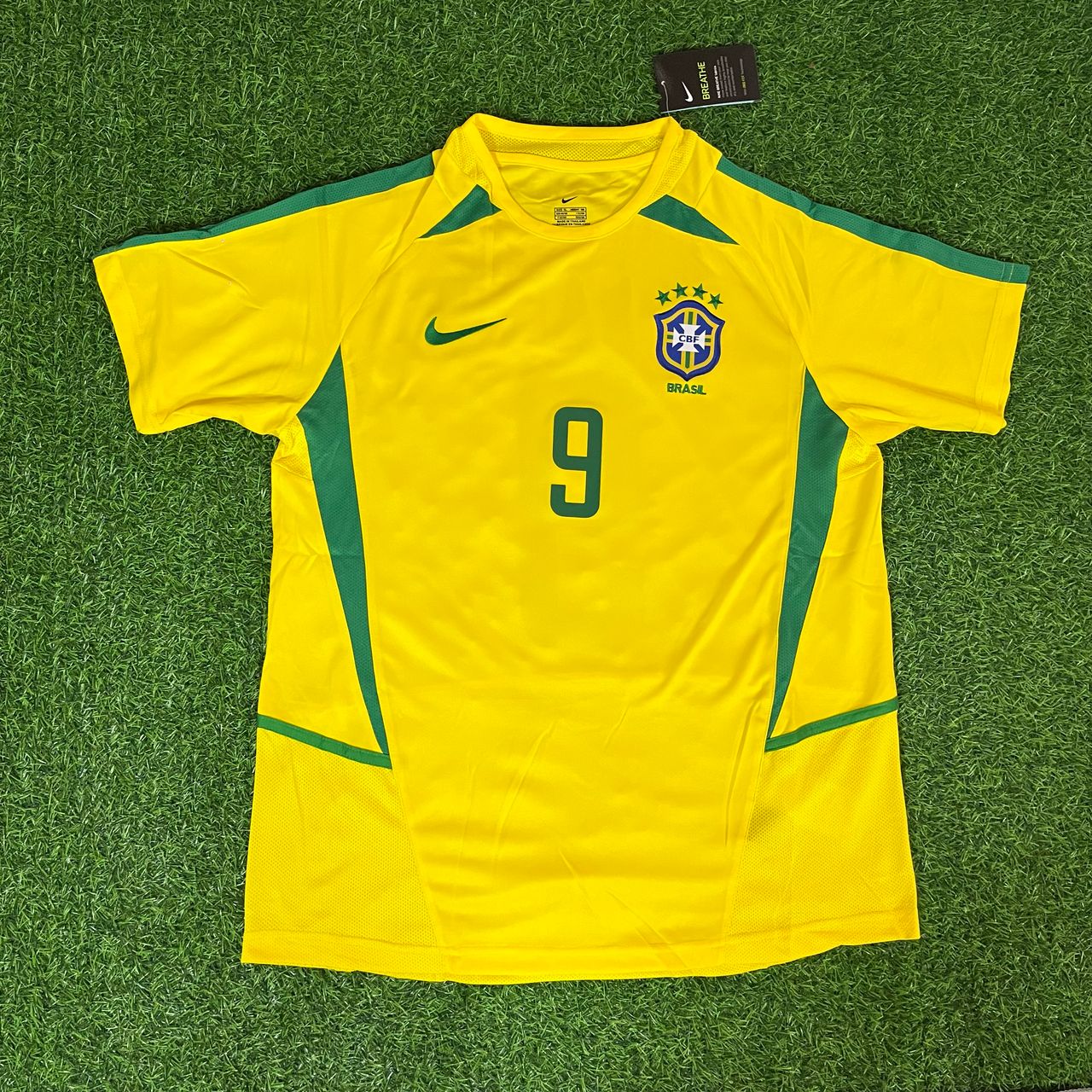 Ronaldo Nazario Brazil 2002 World Cup Yellow Retro Football Jersey