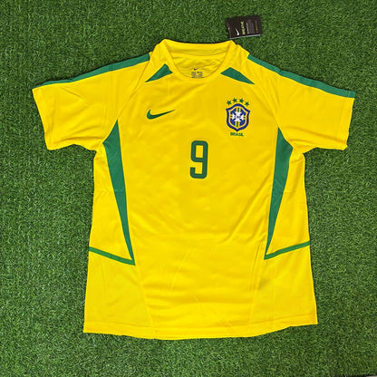 Ronaldo Nazario Brazil 2002 World Cup Yellow Retro Football Jersey