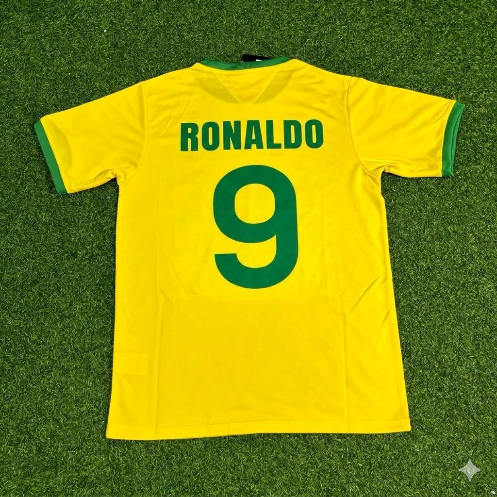 Ronaldo Nazario Brazil Retro Home Football Jersey Trikot Maillot
