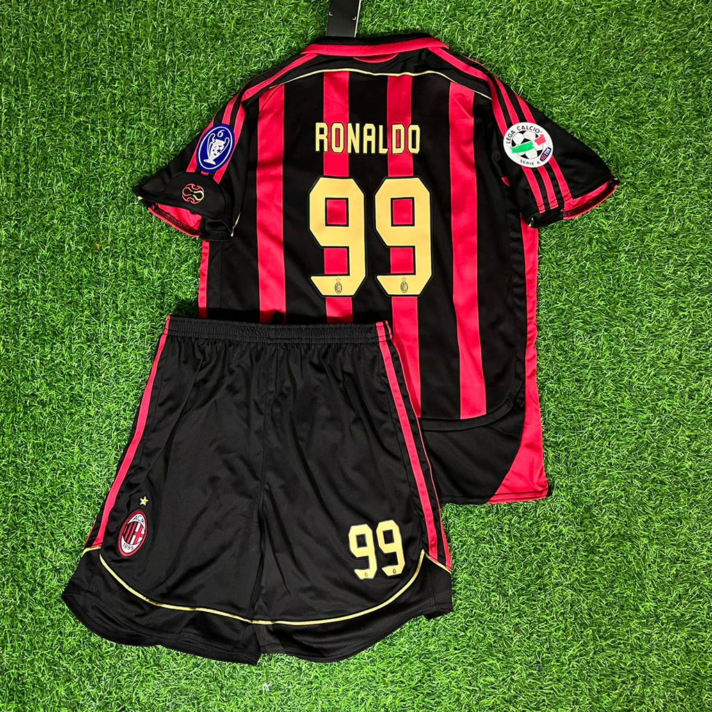Ronaldo Nazario R9 El Fenomeno AC Milan 2007 Kids Children Home Retro Jersey