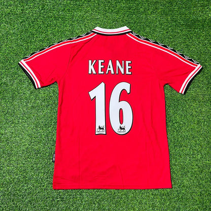 Maillot de football rétro rouge Manchester United 1999 Roy Keane