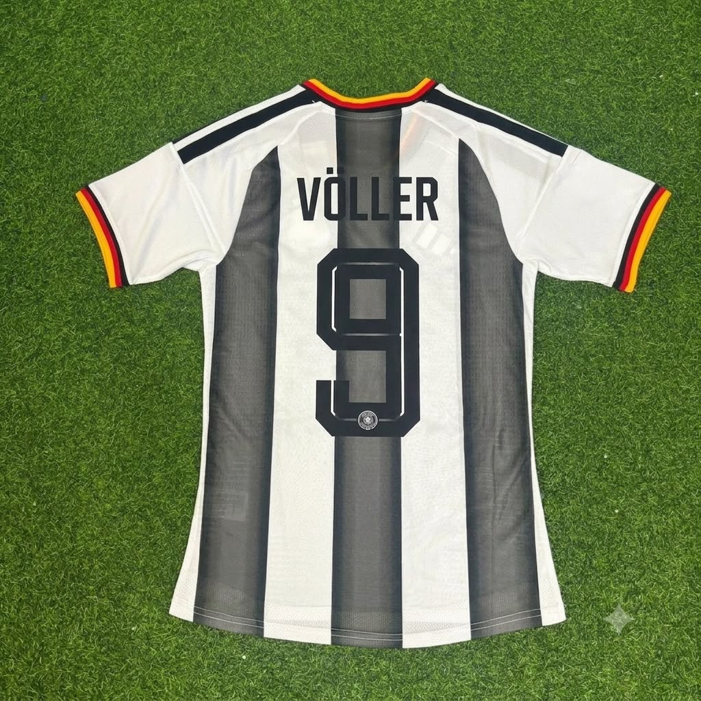 Rudi Völler Allemagne Rayé Édition Spéciale Maillot Noir et Blanc