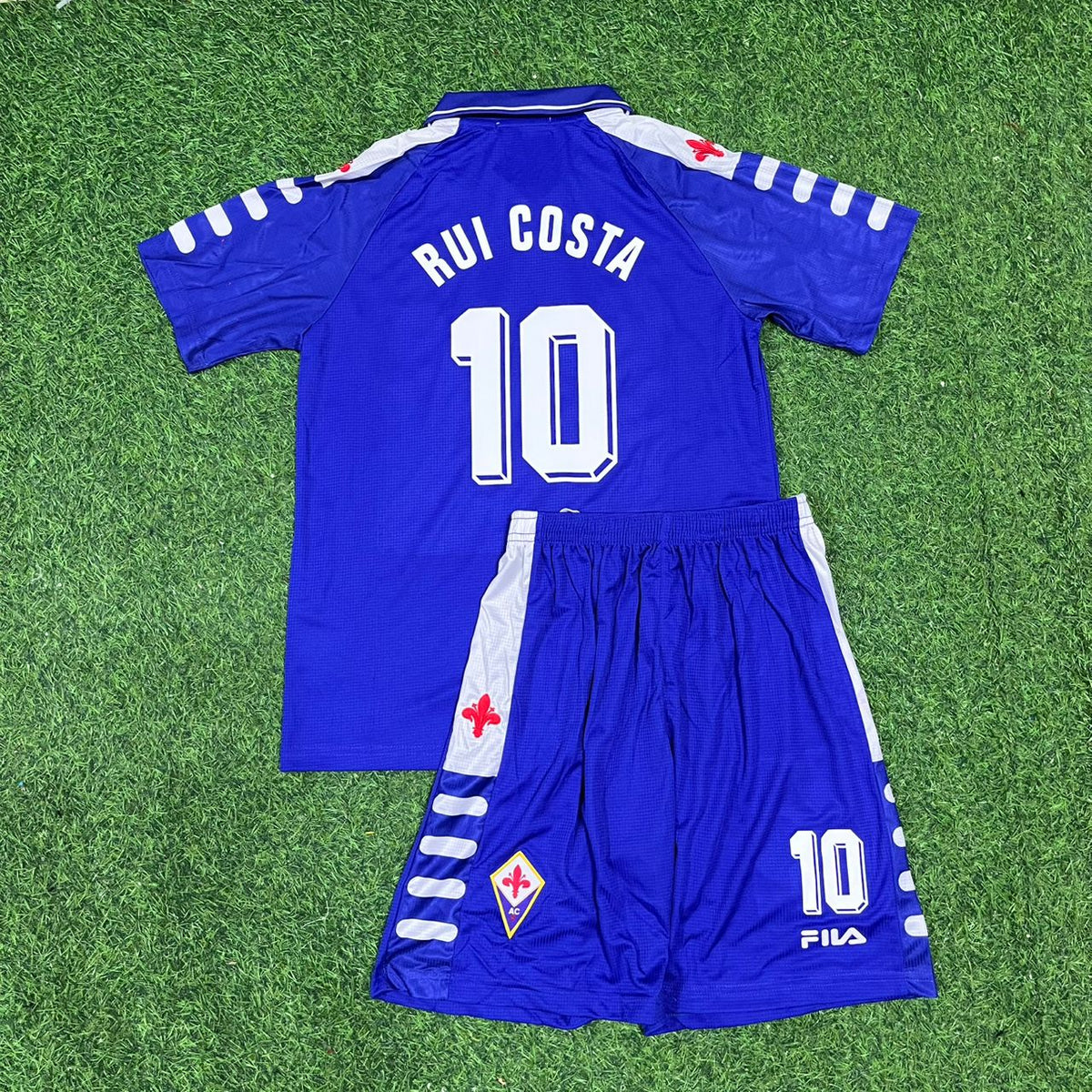 Maillot rétro violet domicile enfant de la Fiorentina, saison 1998, Rui Costa