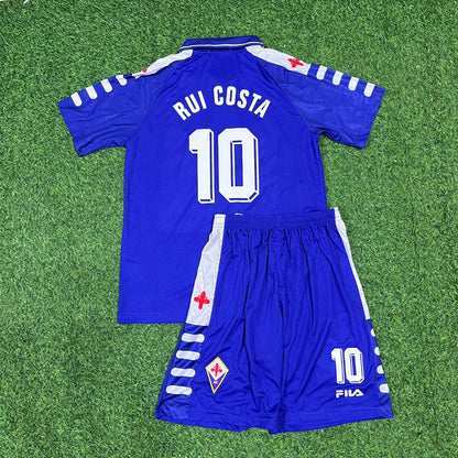 Maillot rétro violet domicile enfant de la Fiorentina, saison 1998, Rui Costa