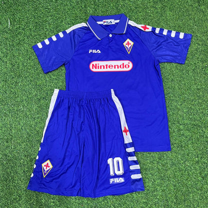 Maillot rétro violet domicile enfant de la Fiorentina, saison 1998, Rui Costa