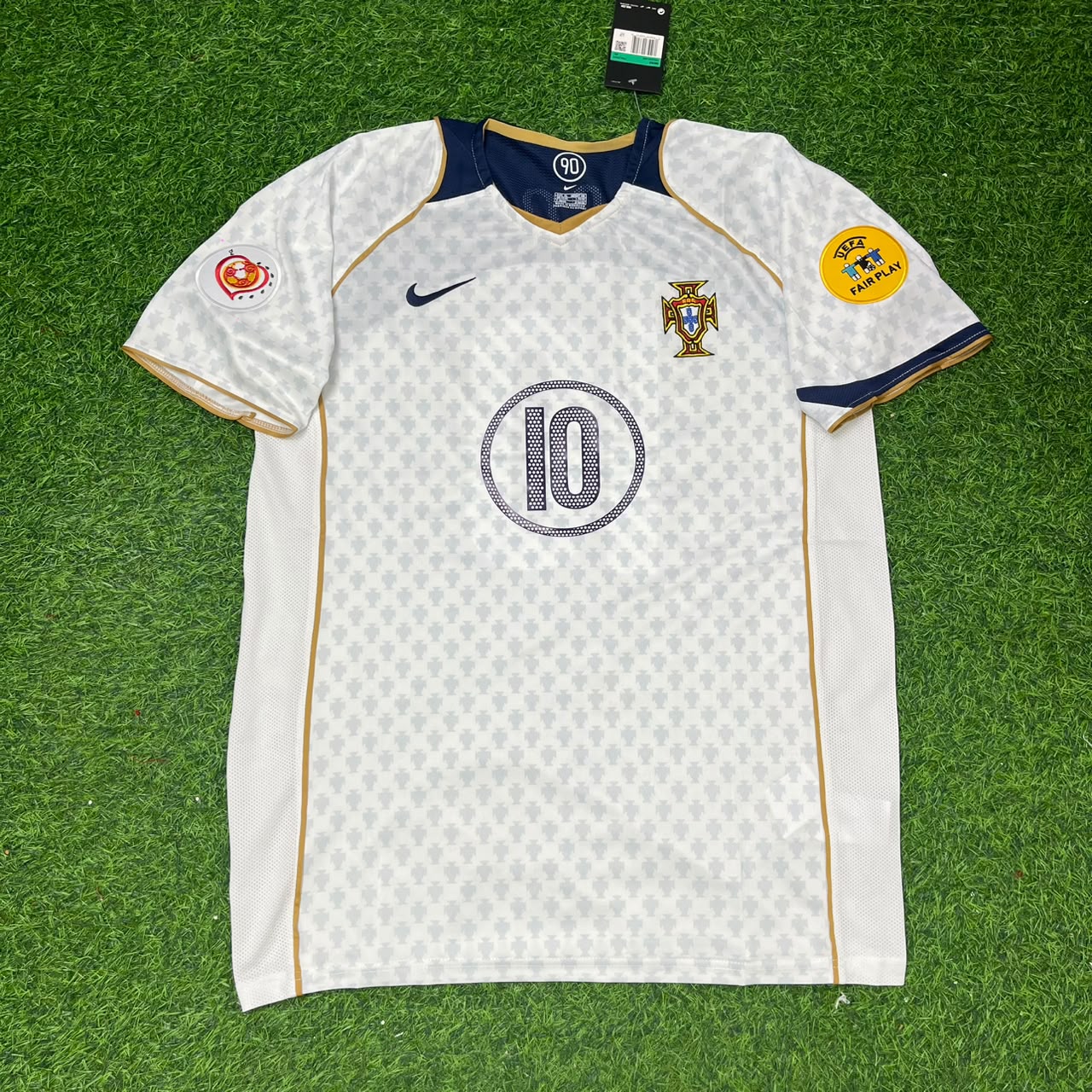 Rui Costa 10 Portugal EURO 2004 Retro White Away Soccer Kit Jersey Trikot Soccer Shirt