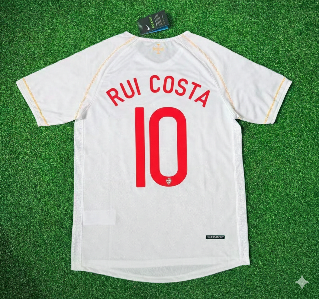 Rui Costa Portugal 2002 Retro White Debut Football Jersey