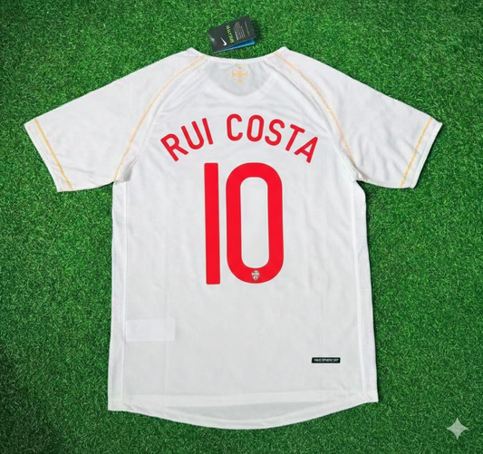 Rui Costa Portugal 2002 Retro Weißes Debüt-Fußballtrikot