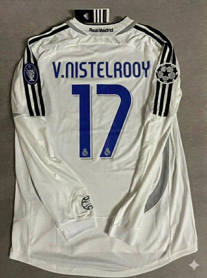 Ruud van Nistelrooy 17- Real Madrid 2006-2007 White Black Jersey Soccer Shirt