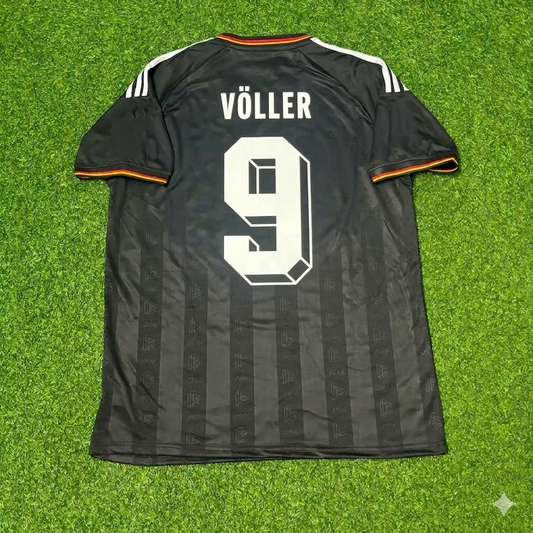 Rudi Völler #9 Deutschland schwarzes Retro-Vintage-Fußballtrikot
