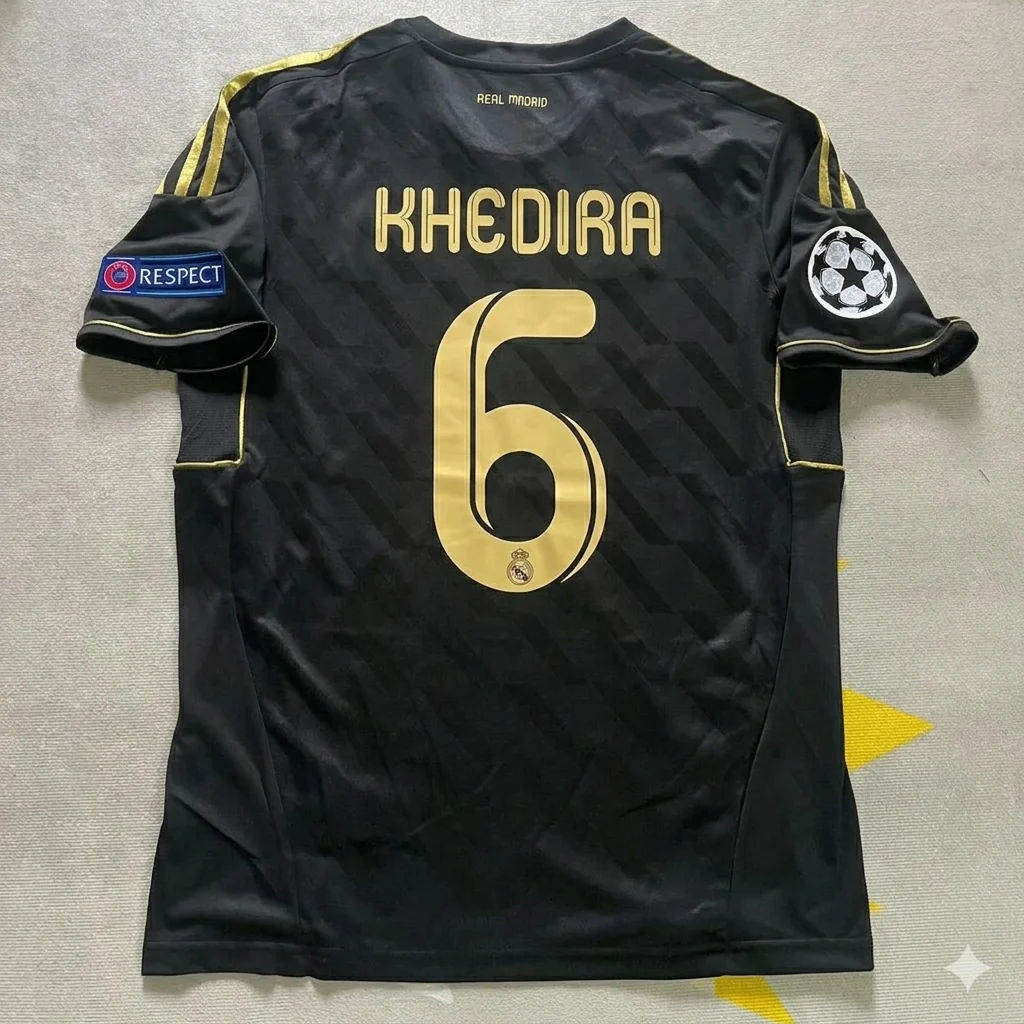 Sami Khedira 6-  Real  Madrid 2011-2012  Champions League Retro Jersey Soccer Shirt