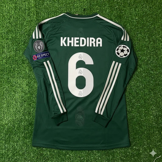 Sami Khedira 6- Real Madrid 2012-2013 Champions League Green Long Sleeve Jersey Soccer Shirt