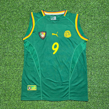 Maillot rétro sans manches du Cameroun de Samuel Eto'o n° 9, champion de la CAN 2002