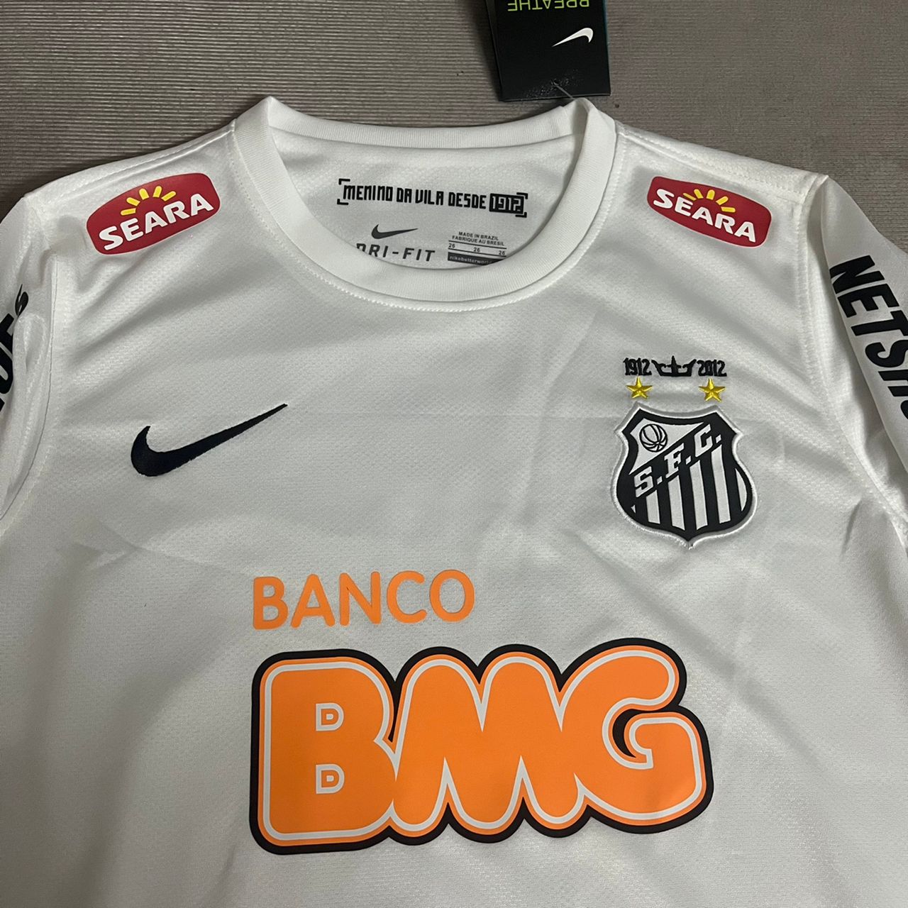 Neymar Jr Santos FC 2013 White Long Sleeve Kids Retro Football Jersey Set Soccer Shirt