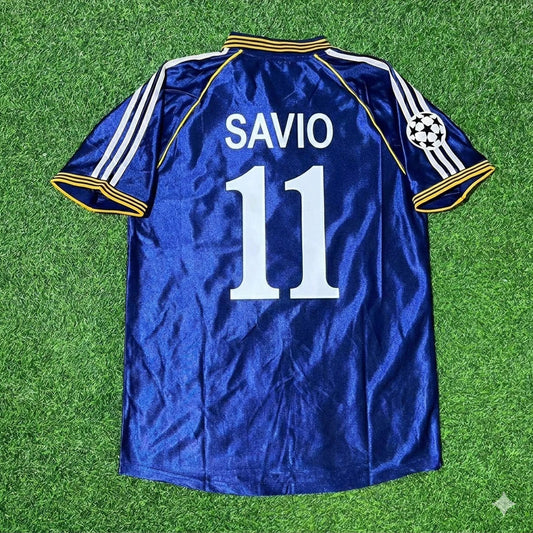 Savio 11-  Real Madrid 1998-1999 Blue Retro Jersey Soccer Shirt