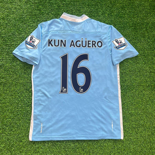 Sergio Agüero Manchester City 2011/2012 Heim-Retro-Fußballtrikot