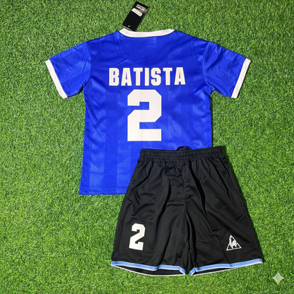Sergio Batista 2- Argentina 1986 World Cup Final Blue Kids Retro Football Jersey Kit