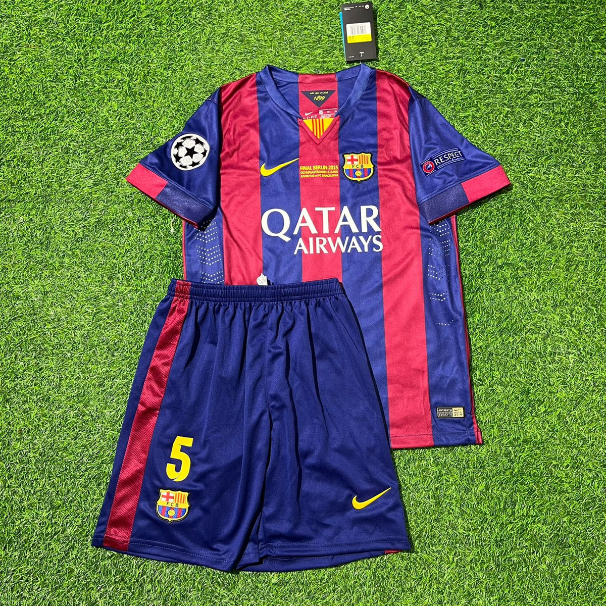 Sergio Busquets Barcelona 2015 Final Home Kids Football Kit