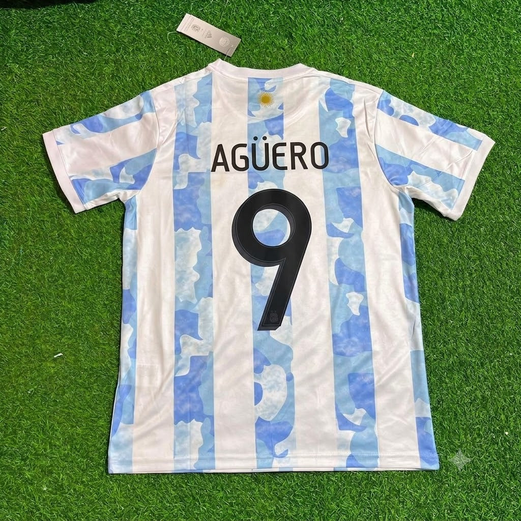 Sergio Kun Agüero - Argentina Retro Kit Jersey Trikot Maillot Soccer Shirt