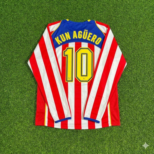 Sergio Kun Aguero #10 Atlético Madrid Spider-Man Long Sleeve Retro Football Jersey