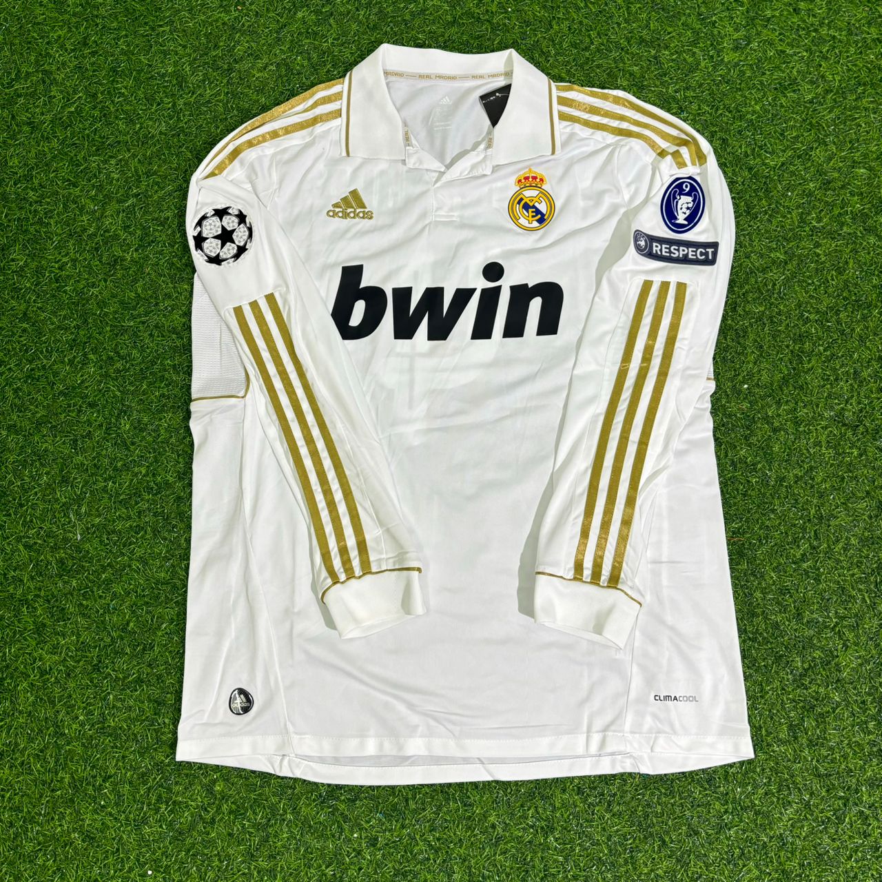 Sergio Ramos 4- Real Madrid 2011-2012 White Long Sleeve Jersey Soccer Shirt