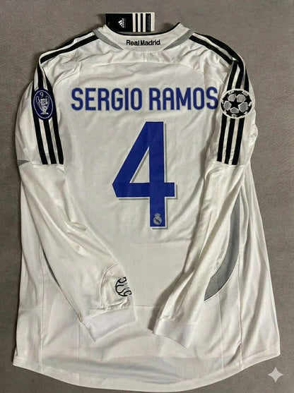 Sergio Ramos 4- Real Madrid 2006-2007 White Black Jersey Soccer Shirt