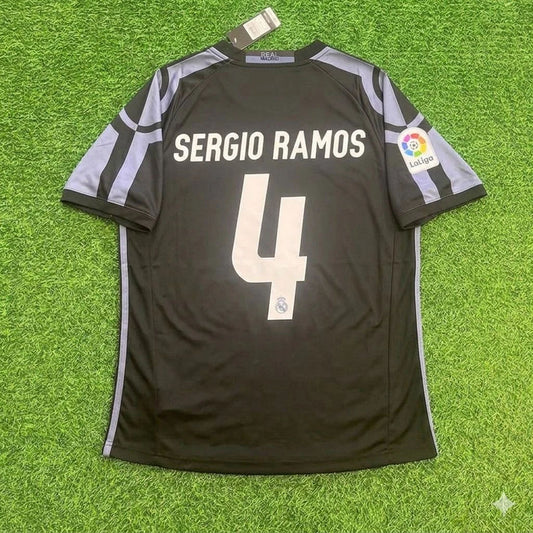 Sergio Ramos 4- Real Madrid 2016 Schwarzes Retro-Fußballtrikot