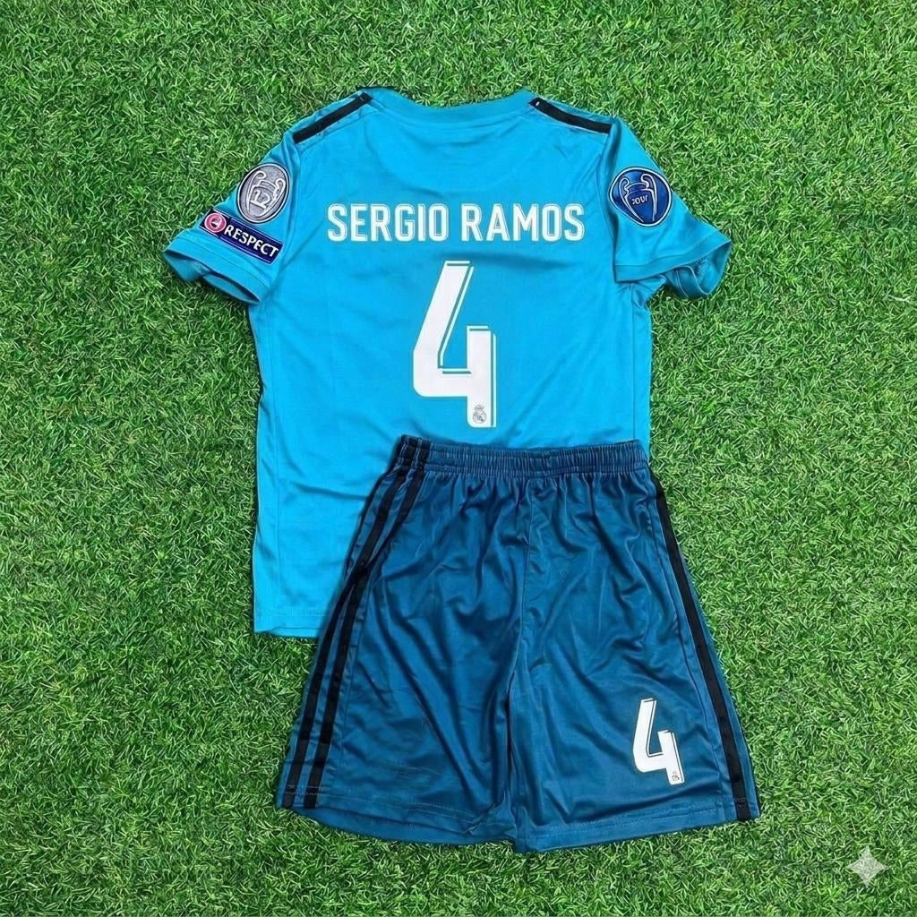 Sergio Ramos 4- Real Madrid 2017 /2018 Kids Kit Jersey Soccer Shirt KinderTrikot