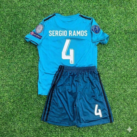 Sergio Ramos 4- Real Madrid 2017 /2018 Kids Kit Jersey Soccer Shirt KinderTrikot